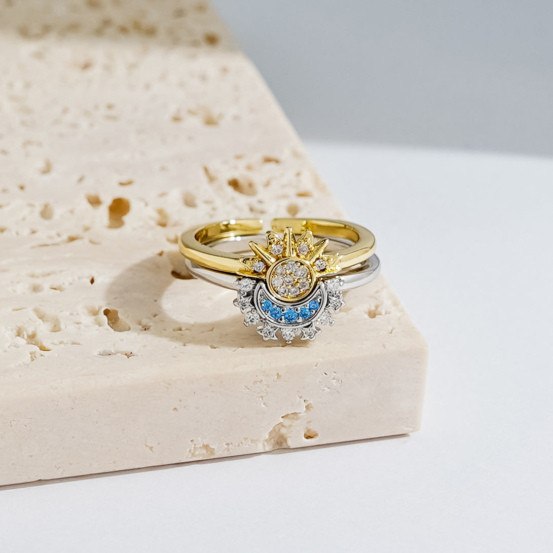 Ring with the sun and moon superimposed on it