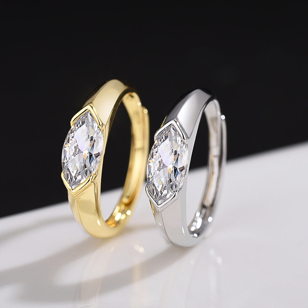 Adjustable Zircon Geometric Ring