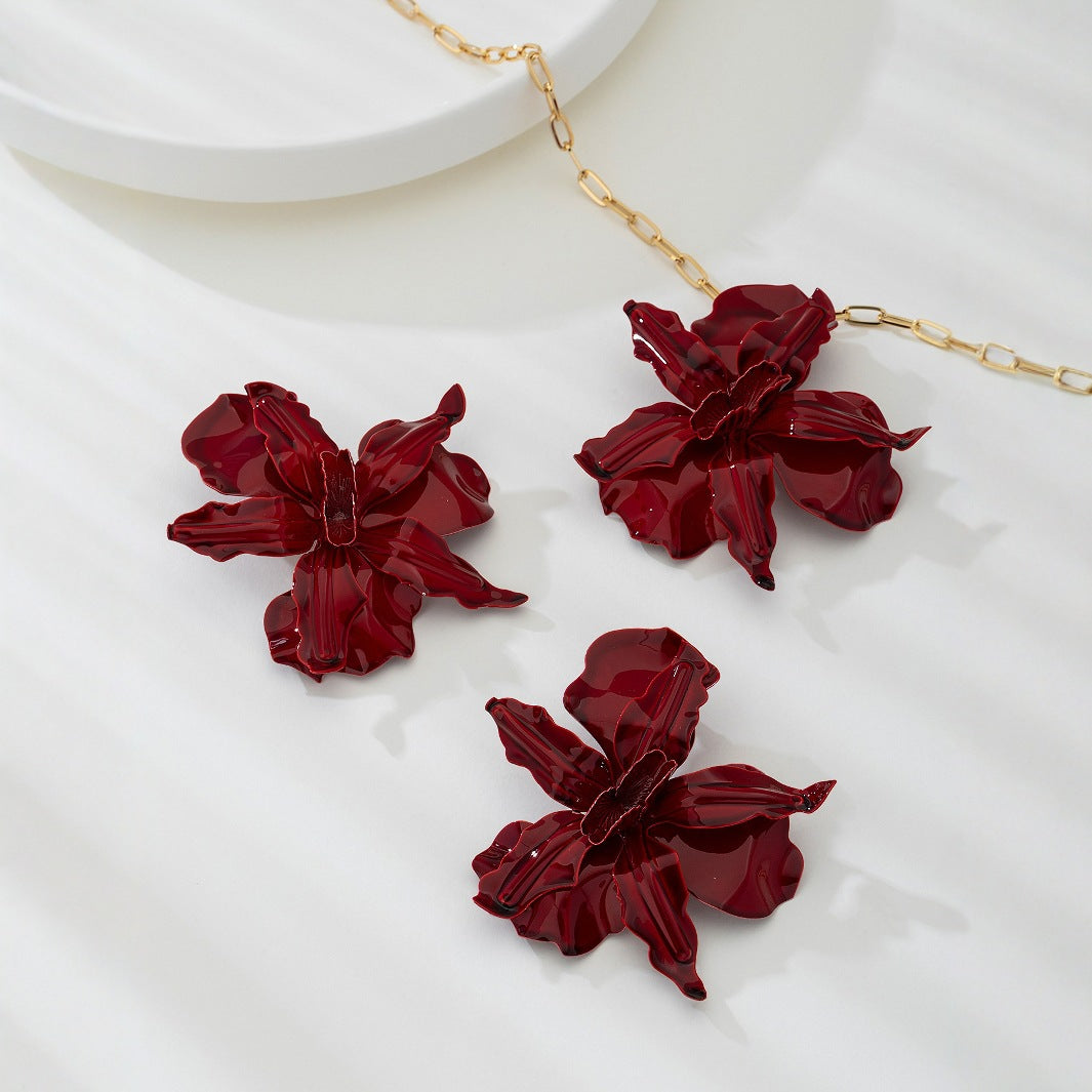 Flower Pendant Necklace and Earrings Set