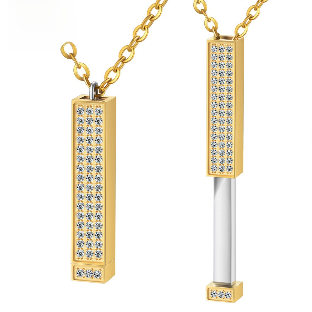 Stainless Steel Diamond Telescopic Necklace