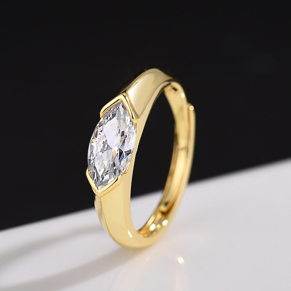 Adjustable Zircon Geometric Ring