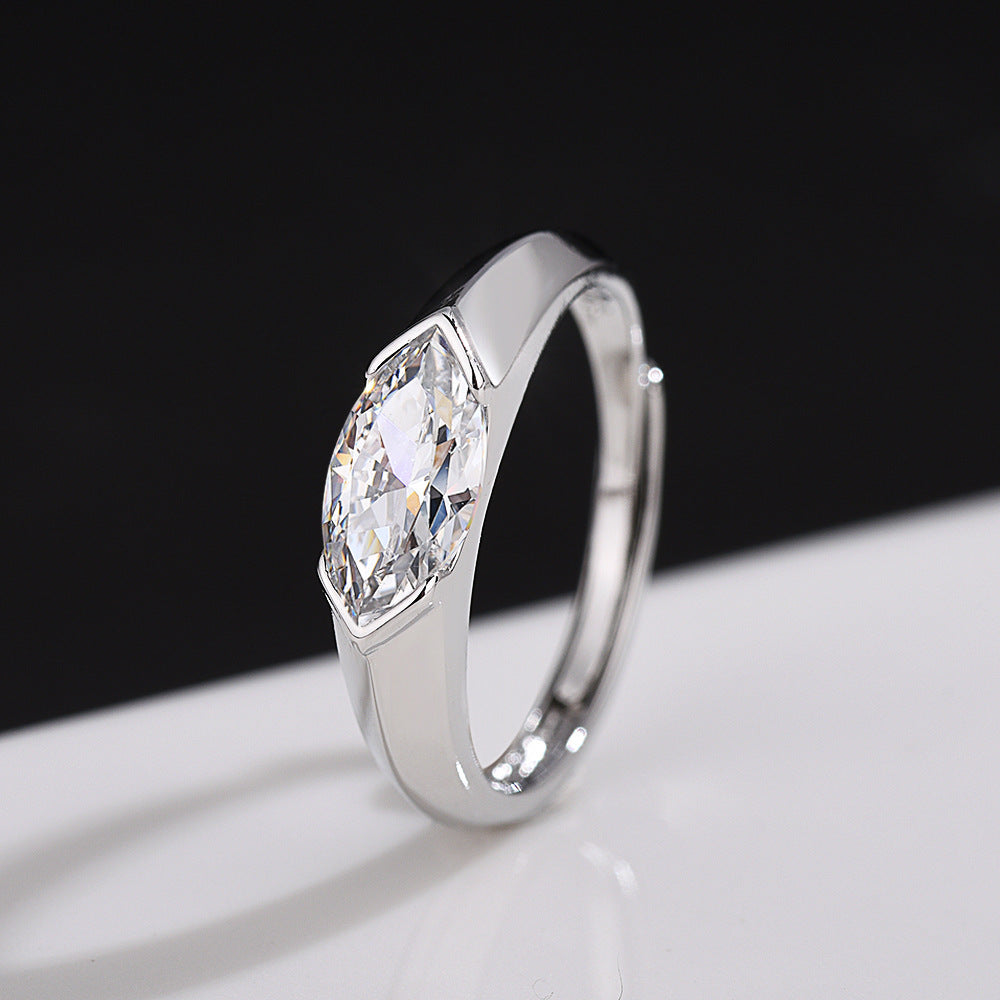Adjustable Zircon Geometric Ring
