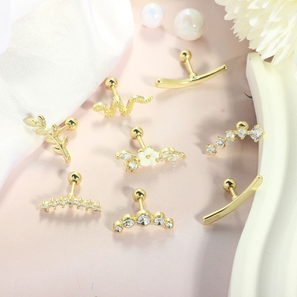 Stainless Steel Gold Plated Flower Earring