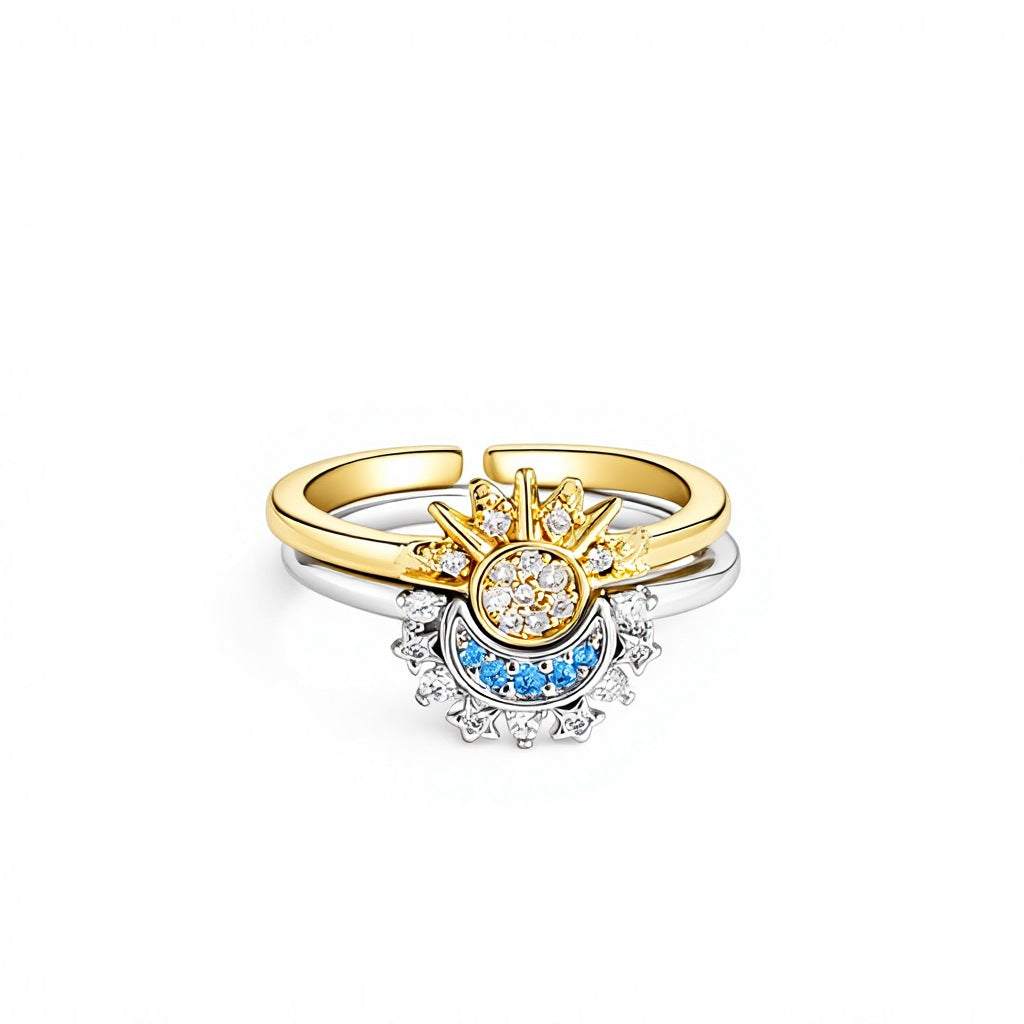Ring with the sun and moon superimposed on it