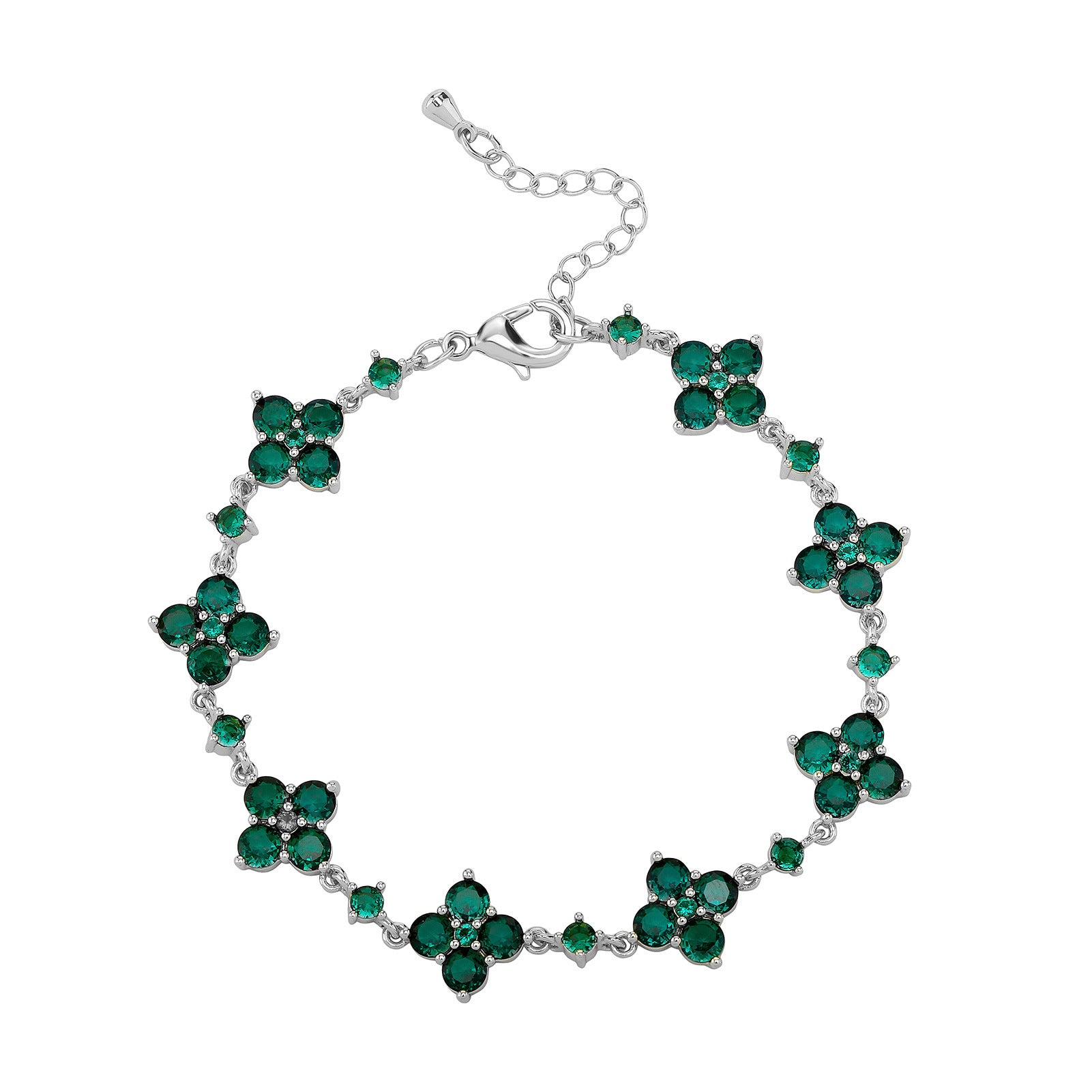 Four-Leaf Clover Zircon Bracelet