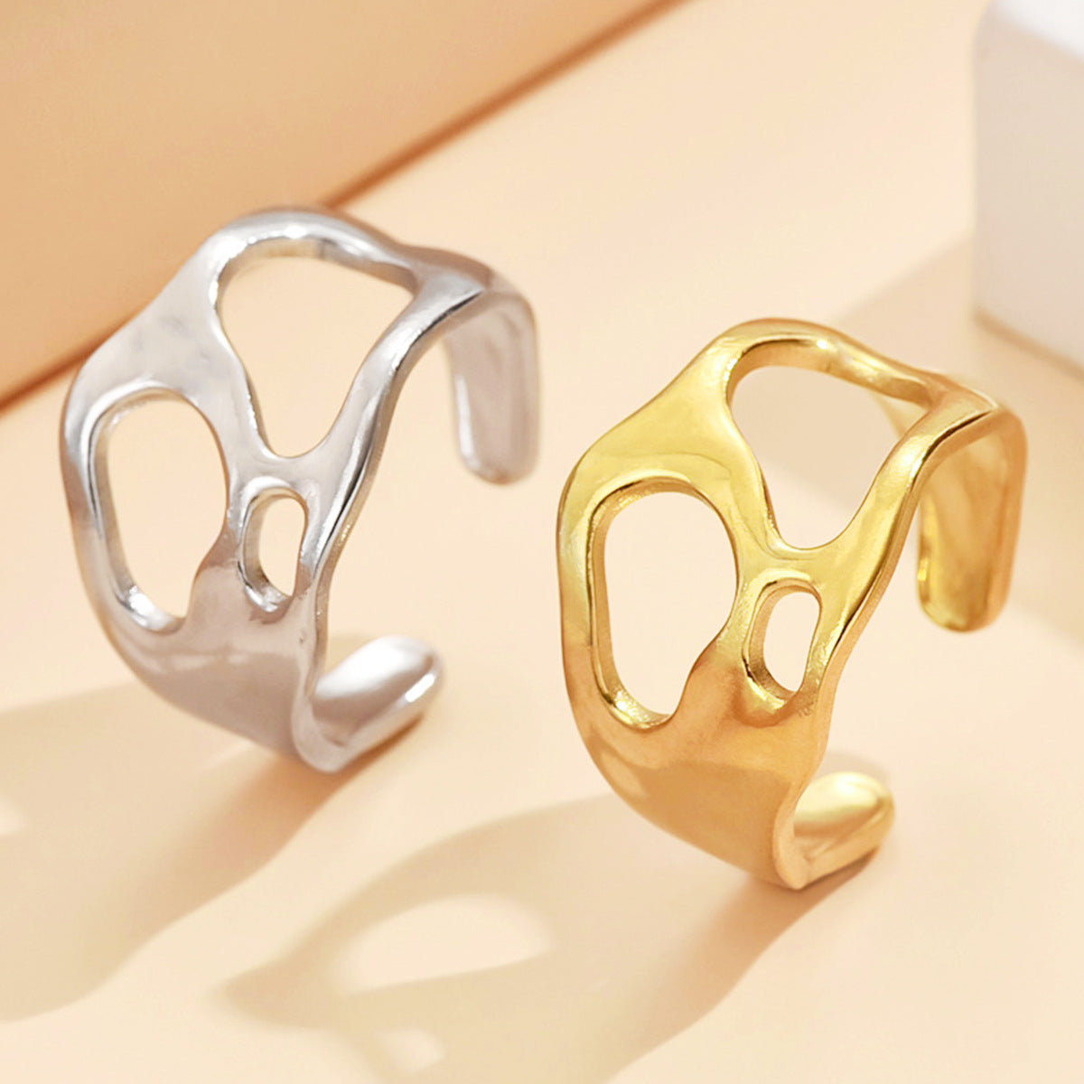 Baroque Adjustable Stainless Steel Ring