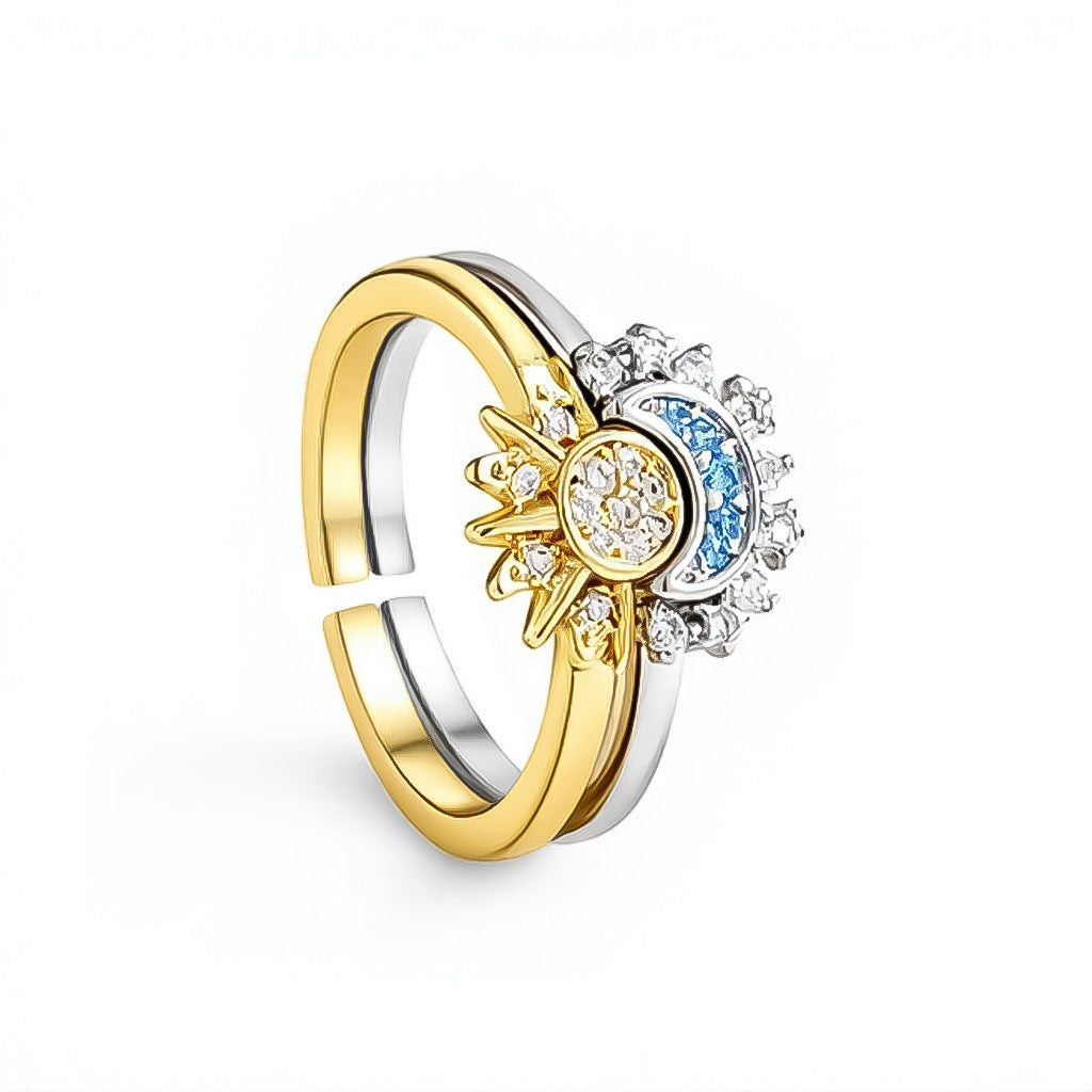 Ring with the sun and moon superimposed on it