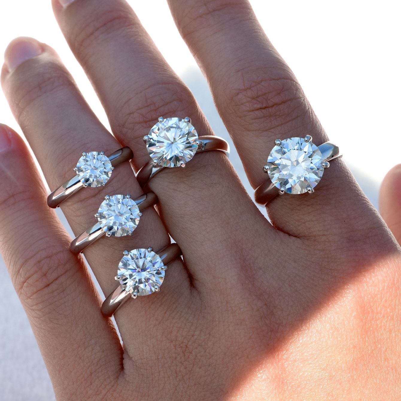 Silver Moissanite Six-Claw Ring Widened Ring