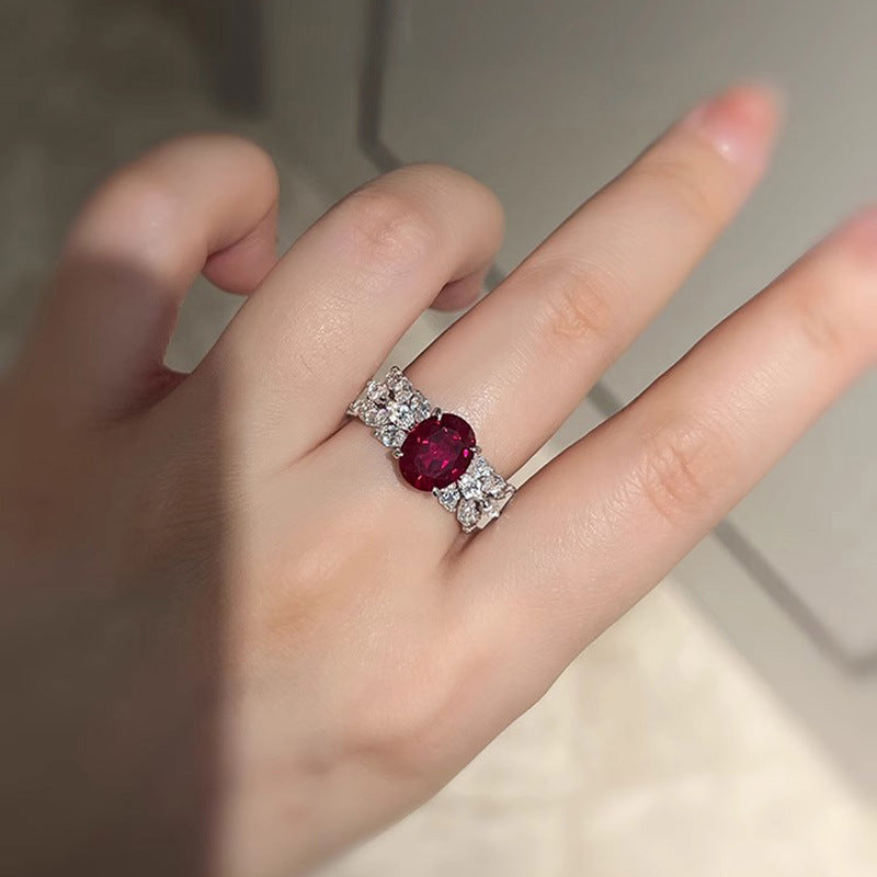 Oval Pigeon Blood Red Diamond Ring