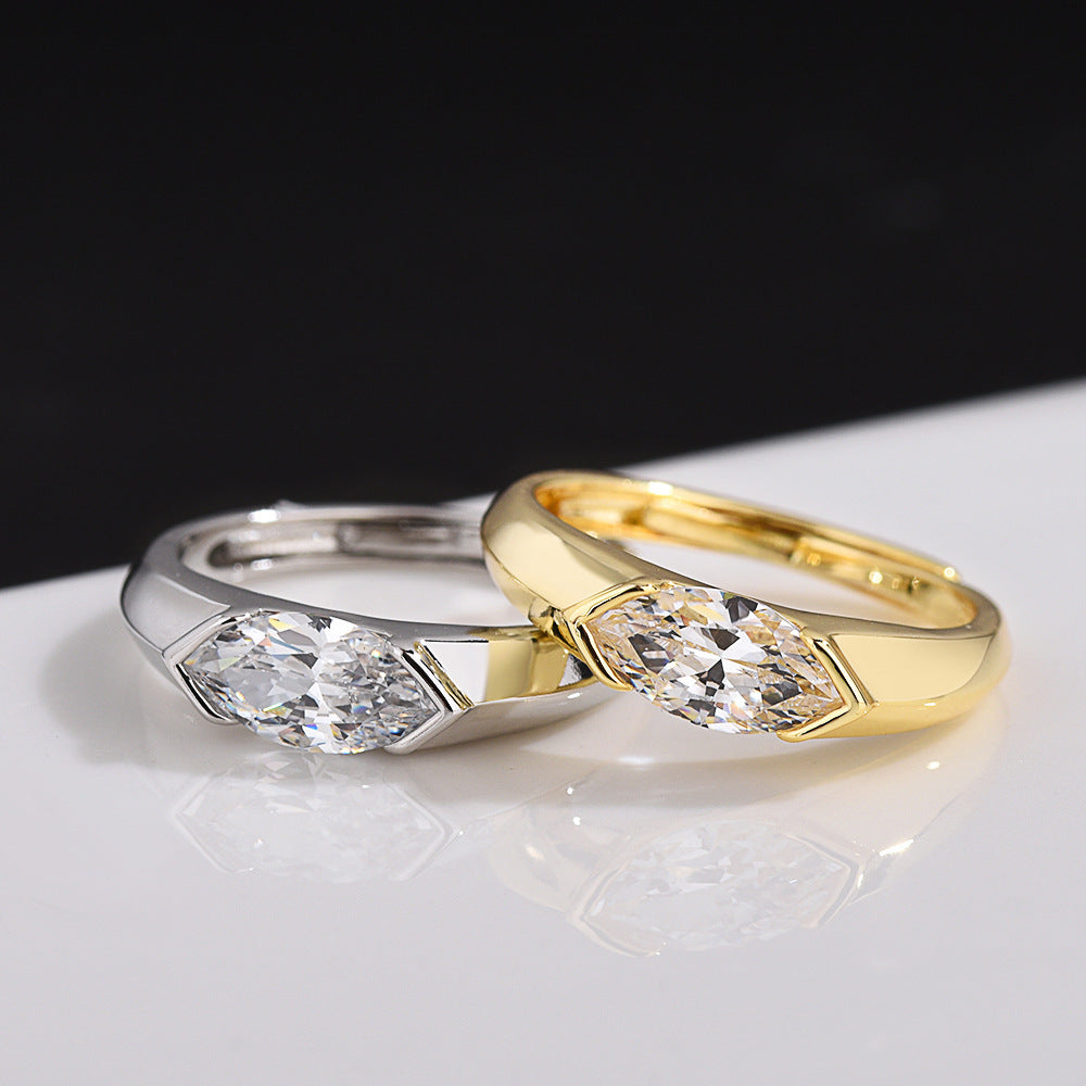 Adjustable Zircon Geometric Ring