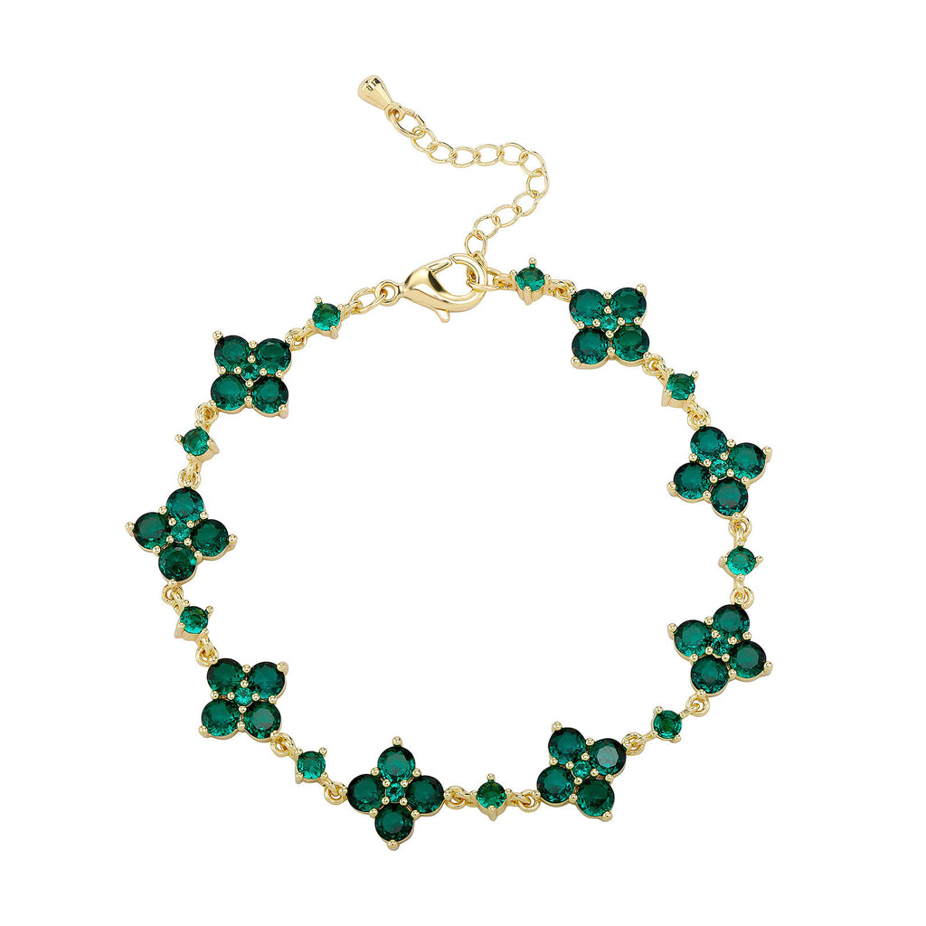 Four-Leaf Clover Zircon Bracelet